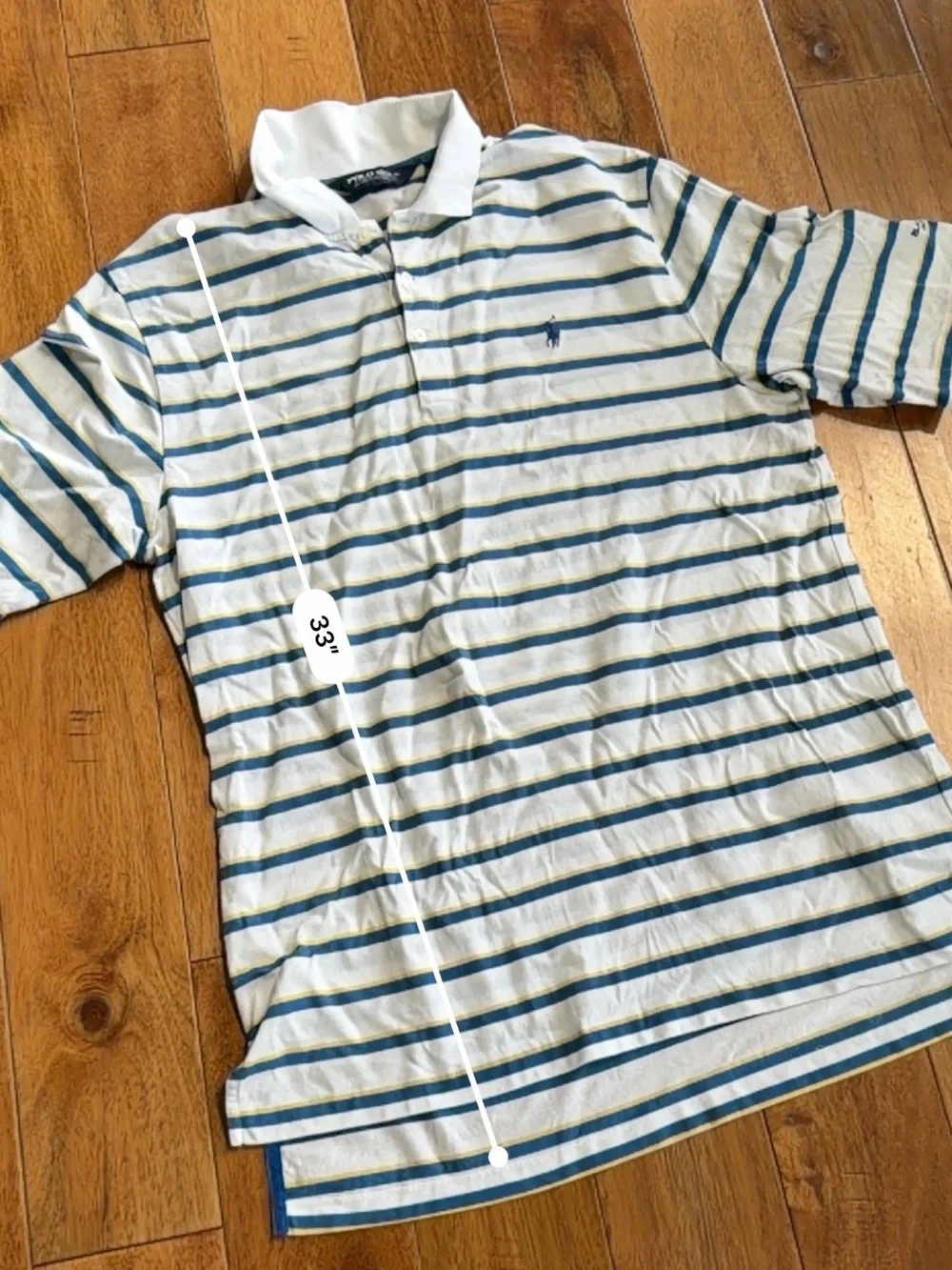 Polo Golf Ralph Lauren Striped Polo Shirt Men's L Pima Cotton Blue Yellow